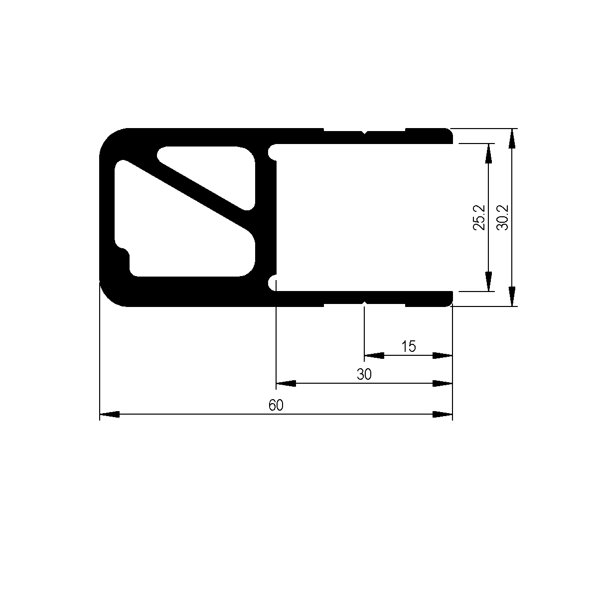 Bordure d'extrémité sur ridelle 25 mm / EN 755-9 | 5663686