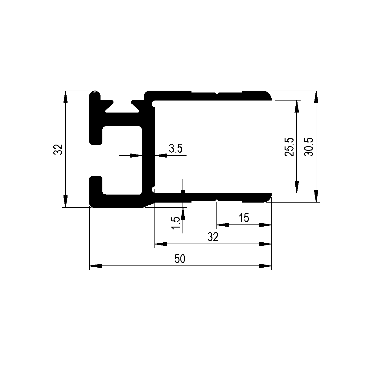 Einfassprofil zu Bordwand 25 mm / EN 755-9 | 826880